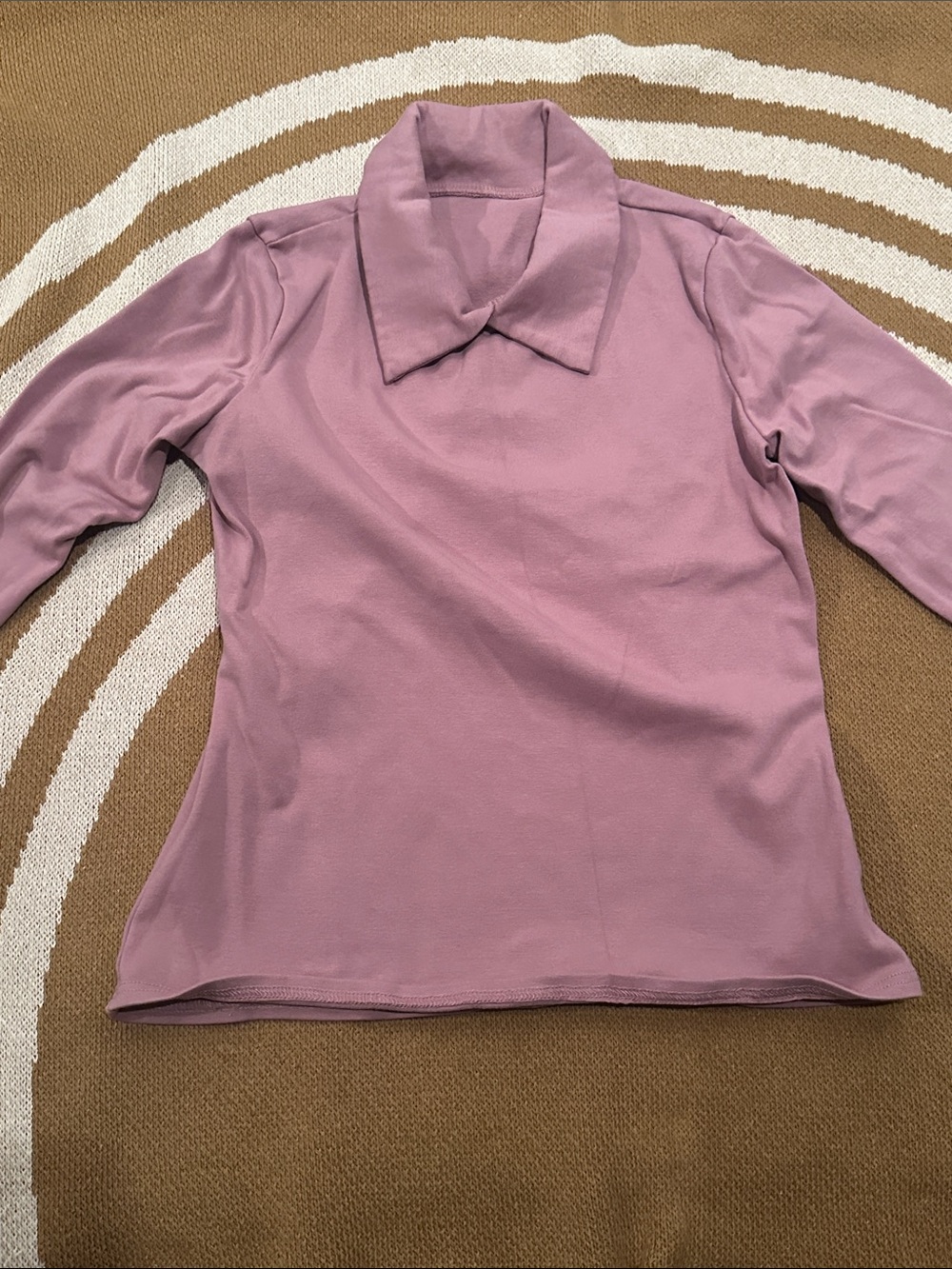 Women’s Collared Long-Sleeve Top in Dusty Pink